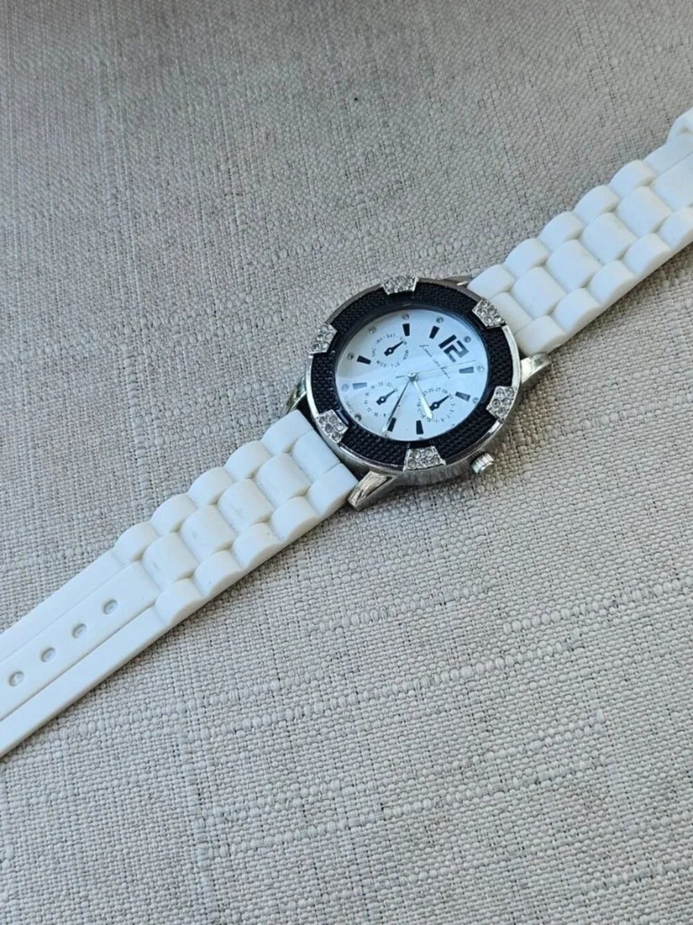 Luis Cardinin Men wristwatch Fashion White Rubber Strap Quarts Analog Watch